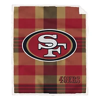 Pegasus San Francisco 49ers 60” x 70” Plaid Steel Ultra Cozy Sherpa Blanket