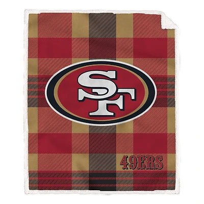 Pegasus San Francisco 49ers 60” x 70” Plaid Steel Ultra Cozy Sherpa Blanket