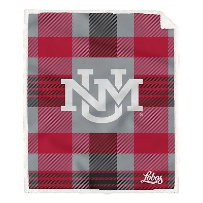 Pegasus New Mexico Lobos 60” x 70” Plaid Steel Ultra Cozy Sherpa Blanket