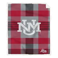 Pegasus New Mexico Lobos 60” x 70” Plaid Steel Ultra Cozy Sherpa Blanket