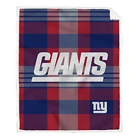 Pegasus New York Giants 60” x 70” Plaid Steel Ultra Cozy Sherpa Blanket