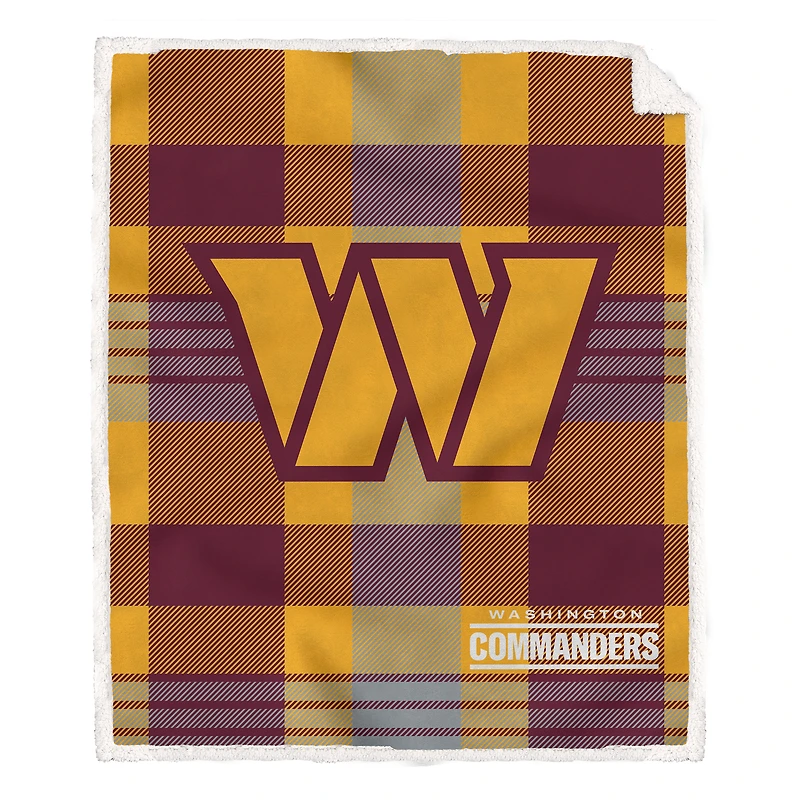 Pegasus Washington Commanders 60” x 70” Plaid Steel Ultra Cozy Sherpa Blanket