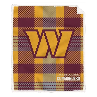 Pegasus Washington Commanders 60” x 70” Plaid Steel Ultra Cozy Sherpa Blanket