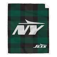 Pegasus New York Jets 60” x 70” Plaid Steel Ultra Cozy Sherpa Blanket