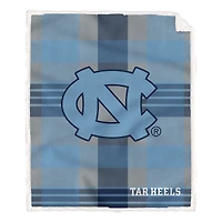 Pegasus North Carolina Tar Heels 60” x 70” Plaid Steel Ultra Cozy Sherpa Blanket