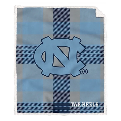 Pegasus North Carolina Tar Heels 60” x 70” Plaid Steel Ultra Cozy Sherpa Blanket