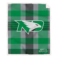 Pegasus North Dakota 60” x 70” Plaid Steel Ultra Cozy Sherpa Blanket