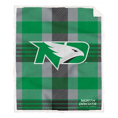 Pegasus North Dakota 60” x 70” Plaid Steel Ultra Cozy Sherpa Blanket