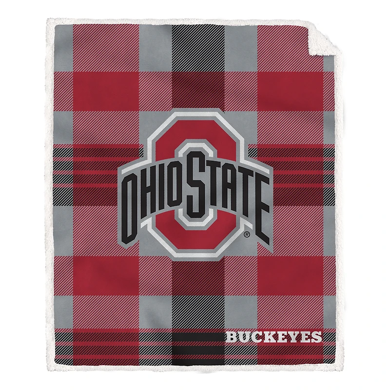 Pegasus Ohio State Buckeyes 60” x 70” Plaid Steel Ultra Cozy Sherpa Blanket