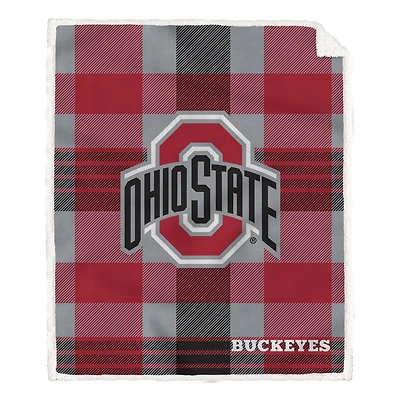 Pegasus Ohio State Buckeyes 60” x 70” Plaid Steel Ultra Cozy Sherpa Blanket