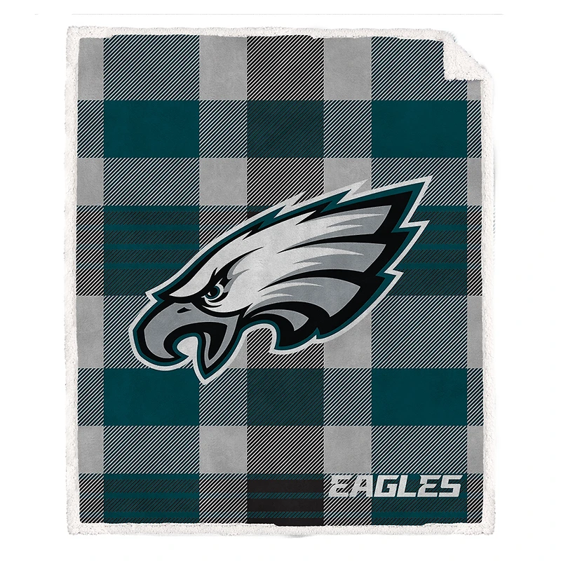 Pegasus Philadelphia Eagles 60” x 70” Plaid Steel Ultra Cozy Sherpa Blanket
