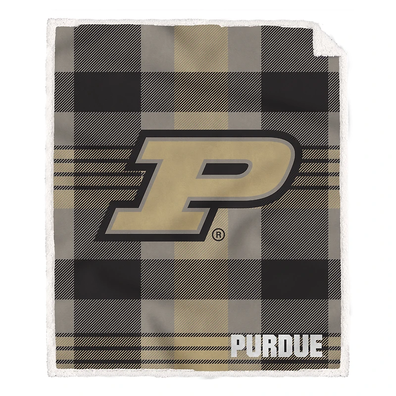 Pegasus Purdue Boilermakers 60” x 70” Plaid Steel Ultra Cozy Sherpa Blanket