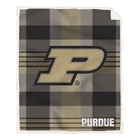 Pegasus Purdue Boilermakers 60” x 70” Plaid Steel Ultra Cozy Sherpa Blanket