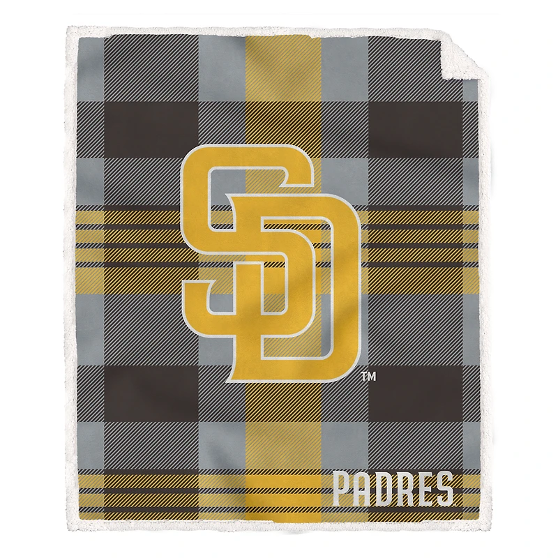 Pegasus San Diego Padres 60” x 70” Plaid Steel Ultra Cozy Sherpa Blanket