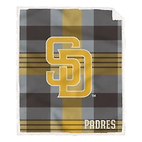Pegasus San Diego Padres 60” x 70” Plaid Steel Ultra Cozy Sherpa Blanket