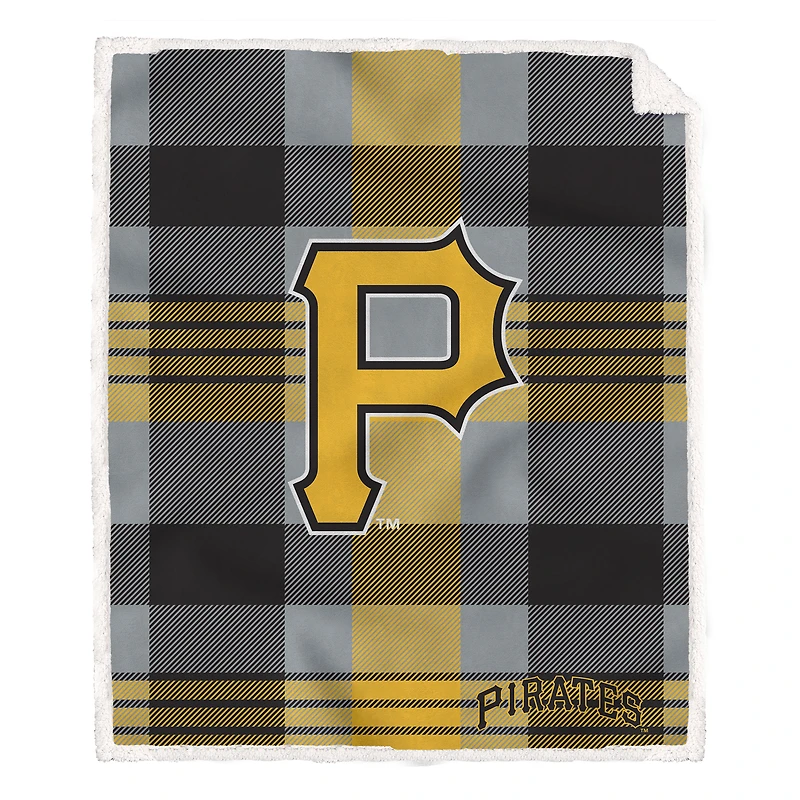 Pegasus Pittsburgh Pirates 60” x 70” Plaid Steel Ultra Cozy Sherpa Blanket