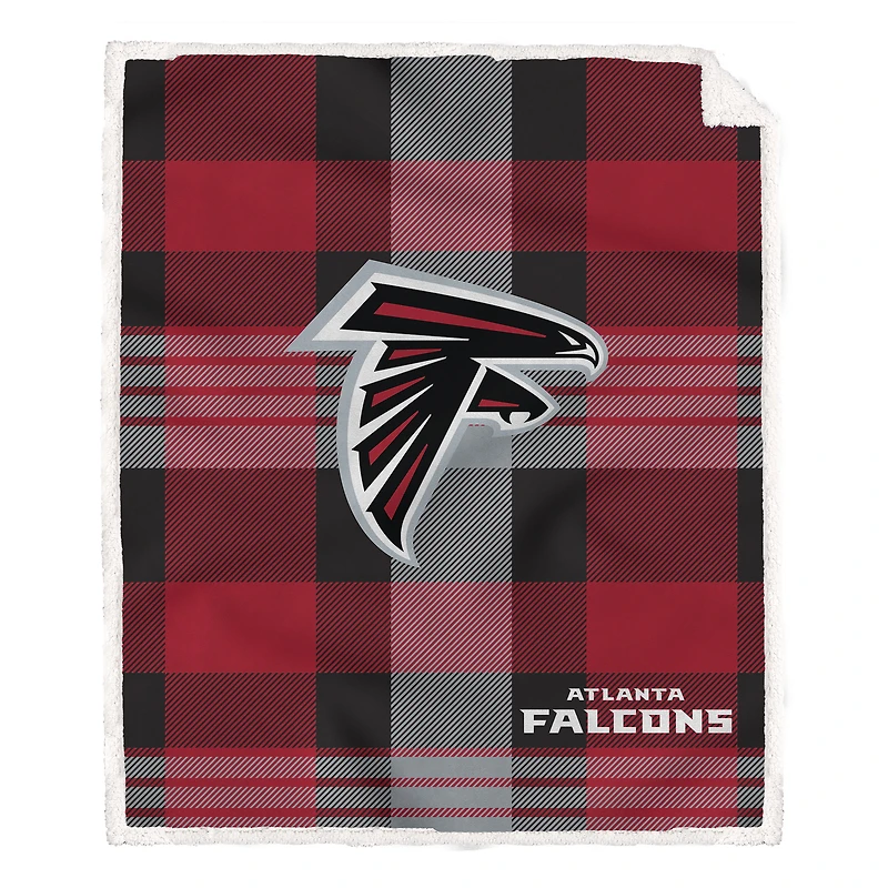 Pegasus Atlanta Falcons 60” x 70” Plaid Steel Ultra Cozy Sherpa Blanket