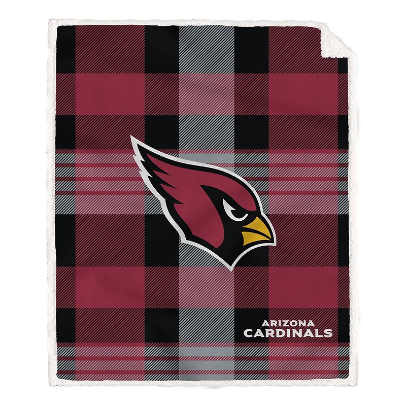 Pegasus Arizona Cardinals 60” x 70” Plaid Steel Ultra Cozy Sherpa Blanket