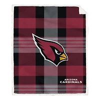 Pegasus Arizona Cardinals 60” x 70” Plaid Steel Ultra Cozy Sherpa Blanket