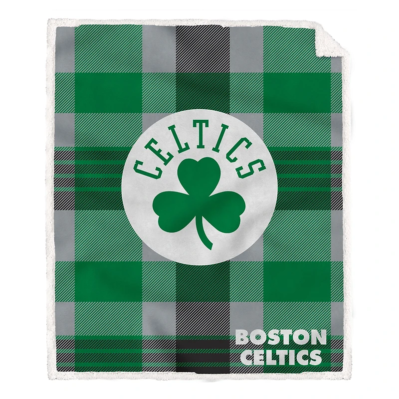 Pegasus Boston Celtics 60” x 70” Plaid Steel Ultra Cozy Sherpa Blanket
