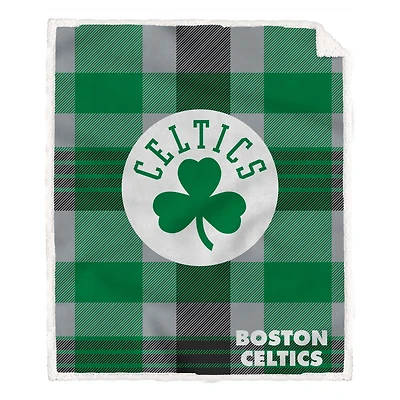 Pegasus Boston Celtics 60” x 70” Plaid Steel Ultra Cozy Sherpa Blanket