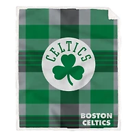 Pegasus Boston Celtics 60” x 70” Plaid Steel Ultra Cozy Sherpa Blanket