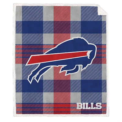 Pegasus Buffalo Bills 60” x 70” Plaid Steel Ultra Cozy Sherpa Blanket