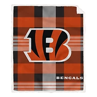 Pegasus Cincinnati Bengals 60” x 70” Plaid Steel Ultra Cozy Sherpa Blanket