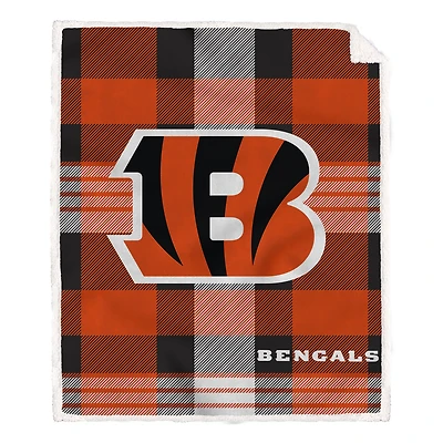 Pegasus Cincinnati Bengals 60” x 70” Plaid Steel Ultra Cozy Sherpa Blanket