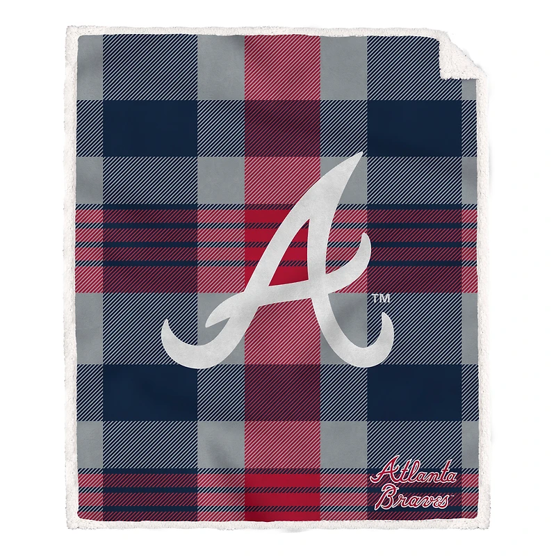 Pegasus Atlanta Braves 60” x 70” Plaid Steel Ultra Cozy Sherpa Blanket