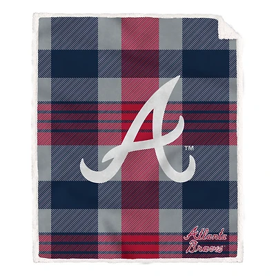 Pegasus Atlanta Braves 60” x 70” Plaid Steel Ultra Cozy Sherpa Blanket