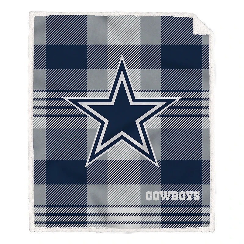 Pegasus Dallas Cowboys 60” x 70” Plaid Steel Ultra Cozy Sherpa Blanket