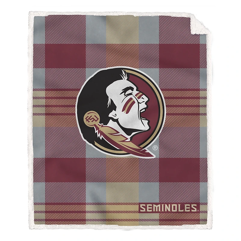 Pegasus Florida State Seminoles 60” x 70” Plaid Steel Ultra Cozy Sherpa Blanket