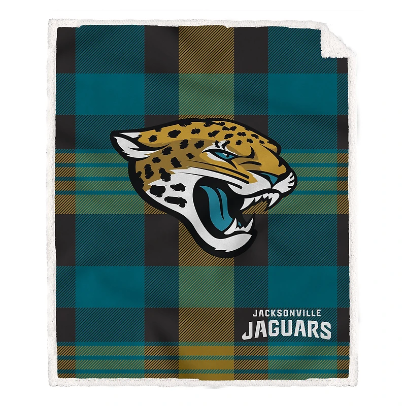 Pegasus Jacksonville Jaguars 60” x 70” Plaid Steel Ultra Cozy Sherpa Blanket