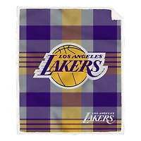 Pegasus Los Angeles Lakers 60” x 70” Plaid Steel Ultra Cozy Sherpa Blanket