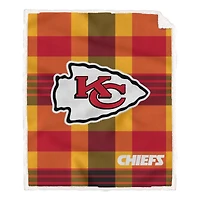 Pegasus Kansas City Chiefs 60” x 70” Plaid Steel Ultra Cozy Sherpa Blanket