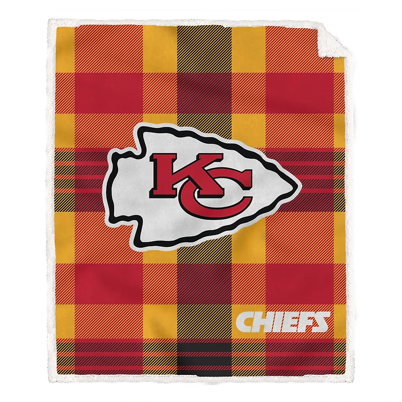 Pegasus Kansas City Chiefs 60” x 70” Plaid Steel Ultra Cozy Sherpa Blanket