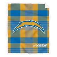Pegasus Los Angeles Chargers 60” x 70” Plaid Steel Ultra Cozy Sherpa Blanket