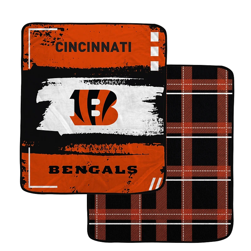 Pegasus Cincinnati Bengals 60” x 70” Distressed Plaid Blanket