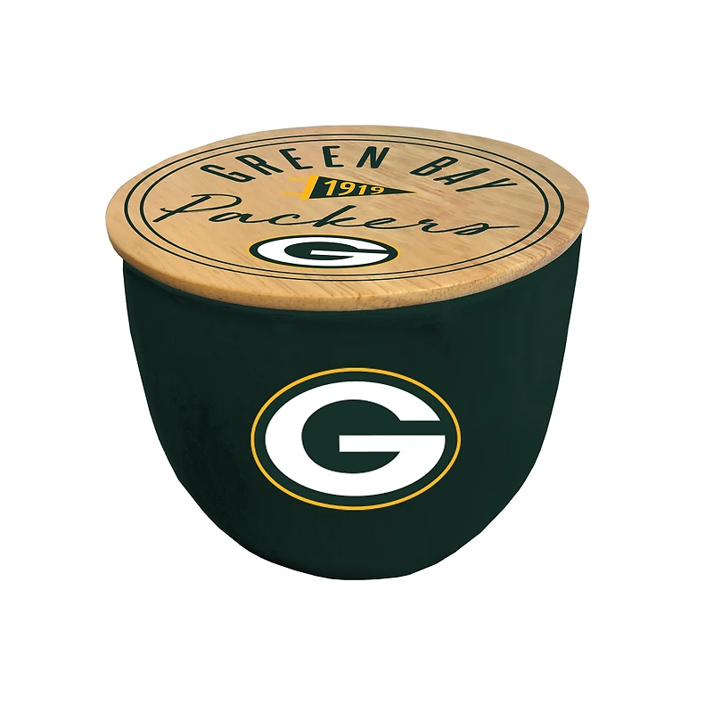Pegasus Green Bay Packers 16oz. Script Circle Wood Top Ceramic Candle