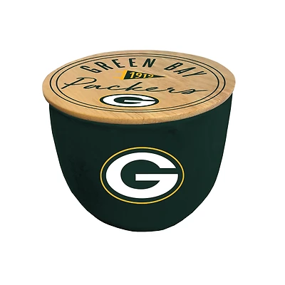 Pegasus Green Bay Packers 16oz. Script Circle Wood Top Ceramic Candle