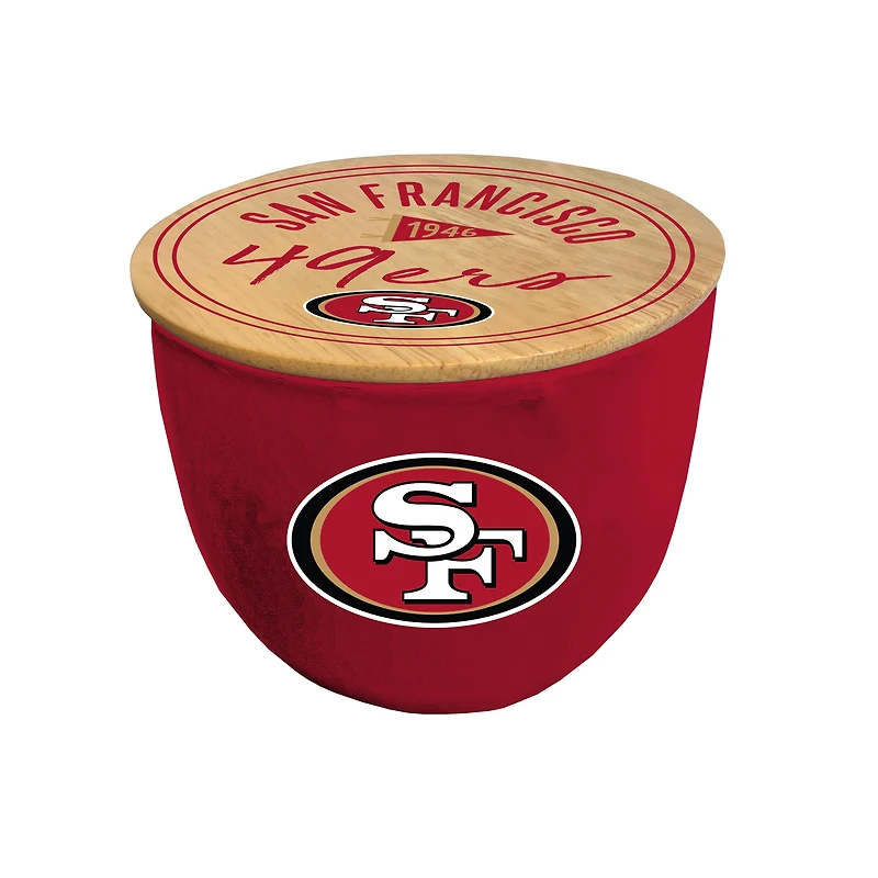 Pegasus San Francisco 49ers 16oz. Script Circle Wood Top Ceramic Candle