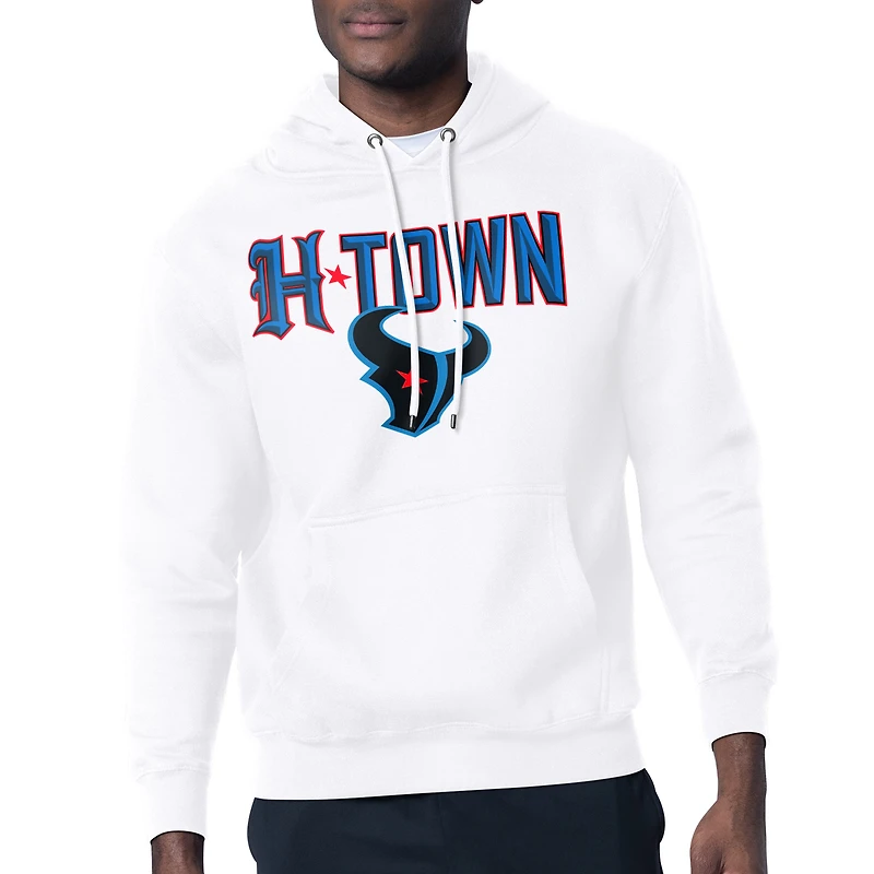 Men's Starter White Houston Texans H-Town Graphic Fleece Pullover Hoodie