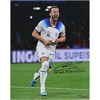 Harry Kane England National Team Autographed 16" x 20" White Jersey Celebrating 54th Goal Photograph with Multiple Inscriptions - Limited Edition of 23