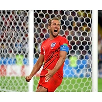 Harry Kane England National Team Autographed 16" x 20" Red Jersey Celebrating 6th Goal in 2018 FIFA World Cup Photograph
