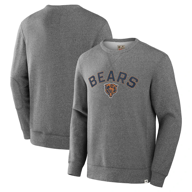 Men's Fanatics Heather Gray Chicago Bears Loop Terry Pullover Sweatshirt