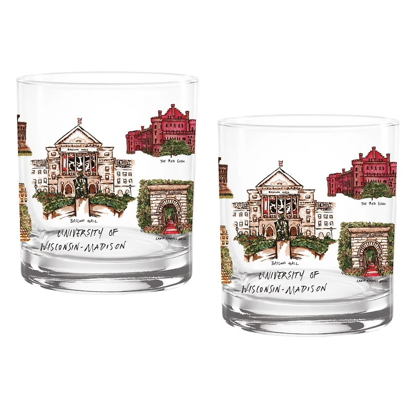 Wisconsin Badgers 16oz. Laura Wilcox University Hall Two-Piece Rocks Glass Set