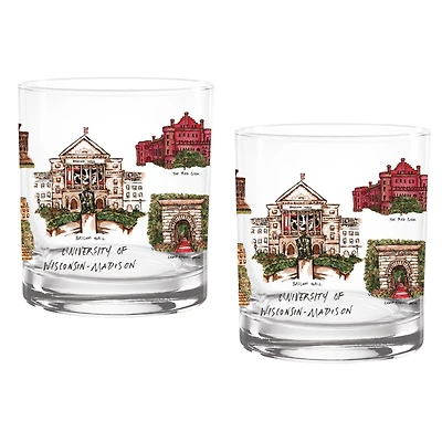 Wisconsin Badgers 16oz. Laura Wilcox University Hall Two-Piece Rocks Glass Set
