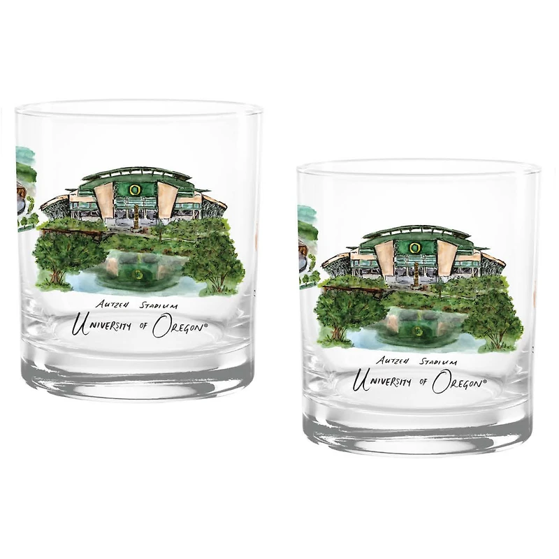 Oregon Ducks 16oz. Laura Wilcox University Hall Two-Piece Rocks Glass Set
