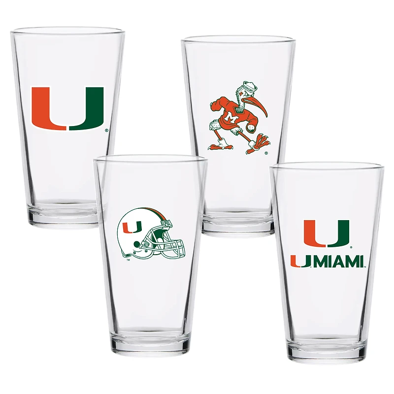 Miami Hurricanes 16oz. Collector Pint Glass Four-Set